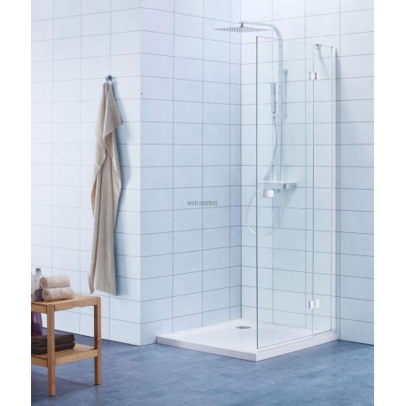 Paroi de douche DOMINO pivotante pliante, côté droit, L 100 x H 200 cm, verre transparent, profilé chromé