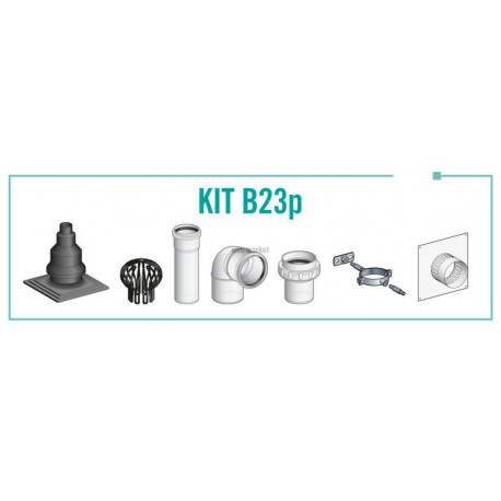 Kit B23P avec prise d air comburant dans le local raccordement mural ou plafond 100 / 150 110PPA terminal noir KTN B23P 110PP