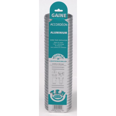 Gaine accordéon en aluminium longueur 850mm extensible à 3m diamètre intèrieur 125mm 085125