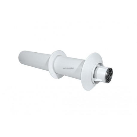 Terminal horizontal Rolux Gaz aluminium et PVC diamètre 80 / 125 longueur 800 mm Gaz Blanc réf. 223093