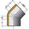 Coude femelle femelle pression 45 diamètre 63mm rèf. c463f