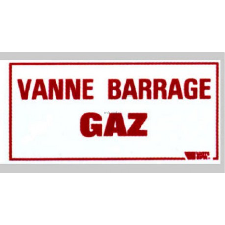 Plaque signalétique VBG   sécurité gaz   réf. 22L0792030