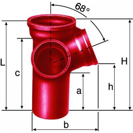 Embranchement Culotte double d équerre SME à 68° en fonte diamètre nominal 75-75mm Réf. 156098 PAM