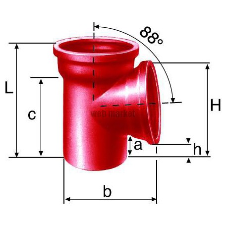 Embranchement Culotte simple SME à 88° en fonte diamètre nominal 125-125mm Réf. 156199 PAM