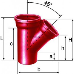 Embranchement Culotte simple SME à 45° en fonte diamètre nominal 125-100mm Réf. 156185 PAM