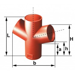 Culotte double 68° SMU® S - fonte brun-rouge - Ø 125/125 mm