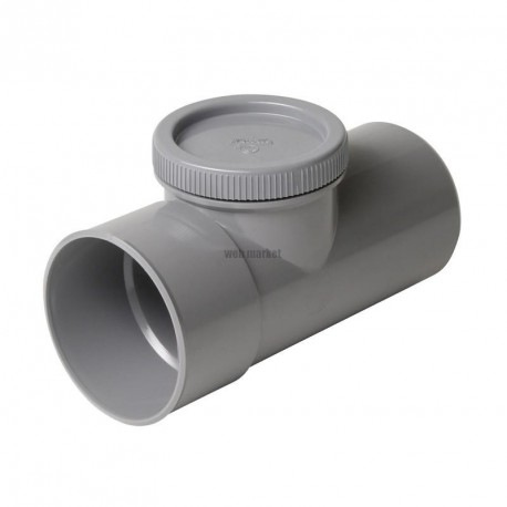 Té de visite PVC avec bouchon MF gris Nicoll - Ø 75 mm