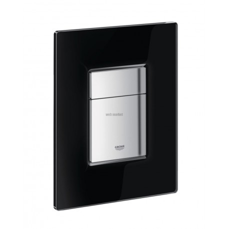 Plaque de commande WC SKATE Cosmopolitan, double touche ou interrompable, pour mécanisme pneumatique AV1, montage horizontal ou vertical, 156 x 197 mm, en ABS et verre Sécurit, extra-plat 6 mm, velvet black Réf. 38845KS0