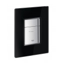 Plaque de commande WC SKATE Cosmopolitan, double touche ou interrompable, pour mécanisme pneumatique AV1, montage horizontal ou vertical, 156 x 197 mm, en ABS et verre Sécurit, extra-plat 6 mm, velvet black Réf. 38845KS0