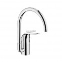 Mitigeur évier EUROECO Spécial monocommande 15 x 21, monotrou, bec haut mobile, levier métallique longueur 120 mm, limiteur d