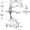 Mitigeur évier EUROECO Spécial monocommande 15 x 21, monotrou, bec haut mobile, levier métallique longueur 120 mm, limiteur d