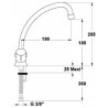 Mélangeur d évier ULYSSE C monotrou avec bec tube orientable, têtes 15 x 21 à disques céramique, chromé réf. D1789AA