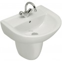 Lavabo ULYSSE 2 50 x 44 cm en grès avec trop-plein, blanc Réf. P125401
