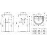 Lavabo ULYSSE 2 50 x 44 cm en grès avec trop-plein, blanc Réf. P125401