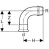 Coude fileté 90 D15-1/2, acier carbone Réf 20503
