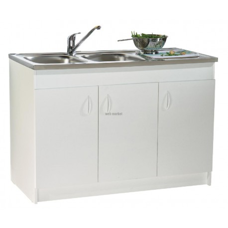 Sous-évier SIM NF. mélaminé blanc. 2 Portes réf. S12N02120