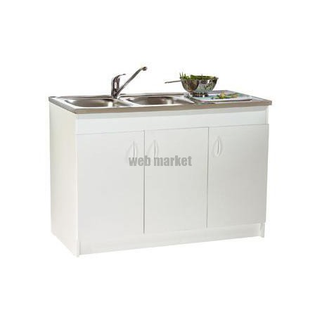 Sous-évier SIM NF. mélaminé blanc. 3 Portes réf. S12N03120
