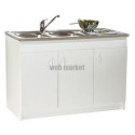 Sous-évier SIM NF. mélaminé blanc. 3 Portes réf. S12N03120