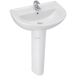 Lavabo ULYSSE 2 60 x 47 cm en grès avec trop-plein, blanc Réf. P125601
