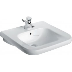 Lavabo Trou de robinetterie central percé avec trop plein Matura 2 Lg : 65 cm Céramique blanc Réf. V216701