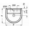 Lavabo autoportant ULYSSE 2 50x44cm en porcelaine sans trop-plein, pré-percé 2 trous, blanc réf. P125701