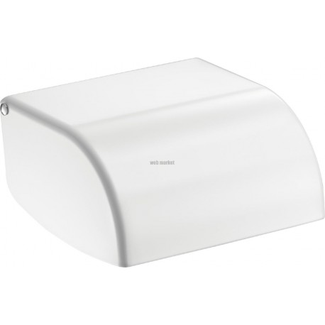 Porte-papier WC à rouleau bois, modèle fort, finition inox époxy blanc réf. 3565