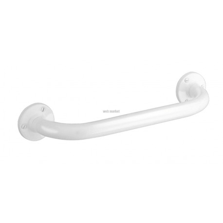 Barre de maintien droite D25, avec fixations visibles sur platines à 3 trous, longueur 300 mm, inox époxy blanc Réf 1530