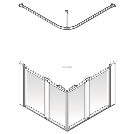 Paroi de douche option E, pivotante, pliante en angle, 1000 x 800 x 900 mm, main gauche Réf. 92320L