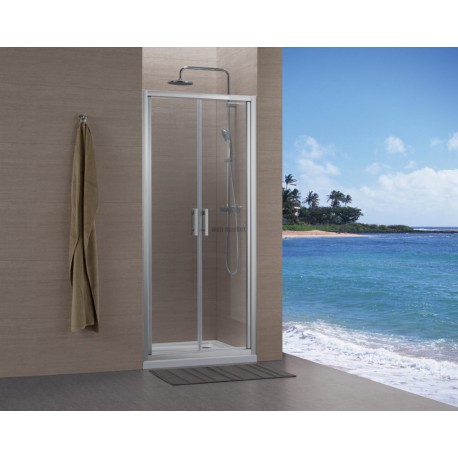 Paroi de douche Concerto accès de face 2 portes battantes 90 cm profilé argent brillant verre transparent