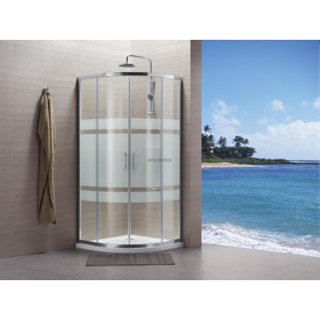 Paroi de douche Concerto quart cercle coulissant L 90 x H 195 cm profilé argent brillant verre sérigraphié