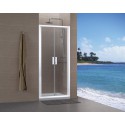 Paroi Concerto accès de face 2 portes battantes 70cm profilé blanc verre transparent