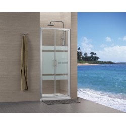 Paroi de douche Alterna Concerto accès de face 2 portes battantes 70 cm profilé argent brillant verre sérigraphié
