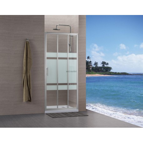 Paroi de douche Concerto accès de face coulissant 3 vantaux L 90 x H 195 cm profilé argent brillant verre sérigraphié