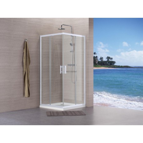 Paroi de douche Concerto accès d angle coulissant L 90 x H 195 cm profilé blanc verre transparent