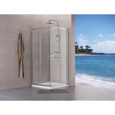 Paroi de douche Concerto accès d angle coulissant L 100 x H 195 cm profilé argent brillant verre transparent