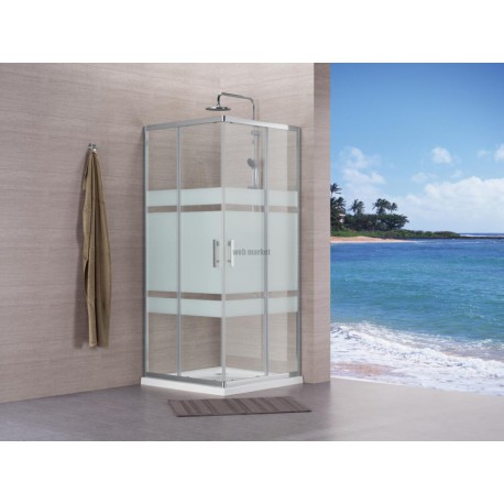 Paroi de douche Concerto accès d angle coulissant L 100 x H 195 cm profilé argent brillant verre sérigraphié