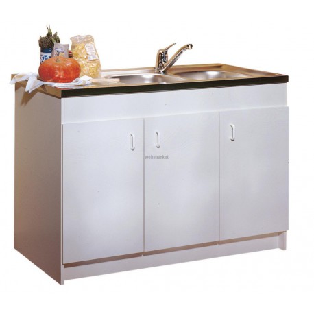 Sous-évier PROGRES NF mélaminé blanc. 3 Portes réf. S10N03140