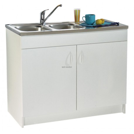 Sous-évier PROGRES NF mélaminé blanc. 2 Portes réf. S10N02080