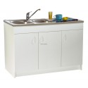 Sous-évier PROGRES NF mélaminé blanc. 2 Portes réf. S10N02090