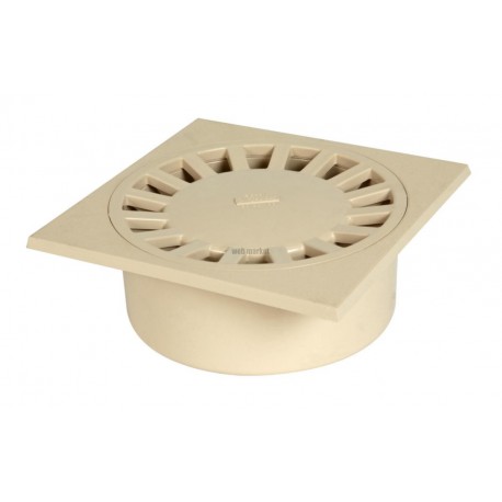 Siphon de cour SC891S PVC sable - 25x25 cm - Ø mâle 90 mm Ø femelle 80/100 mm