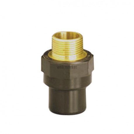 Embout avec filetage laiton A SYSTEM O PVC/laiton femelle-mâle diamètre 32/40x1 réf. HEAL32