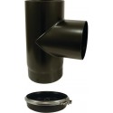 Té avec tampon émaillé 7 / 10e soudé en continue, diamètre 130 mm, noir mat (RAL 9019) TE TP 130 E NM / réf. 56130955