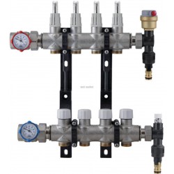 Kit collecteur laiton et polymère avec débit-mètre 6 voies 26 x 34 réf. 20320620
