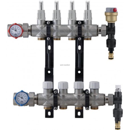 Kit collecteur laiton et polymère avec débit-mètre 6 voies 26 x 34 réf. 20320620
