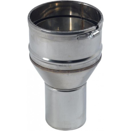 Raccord inox poêle diamètre 180 mm tubage flexibe 180 / 186 avec bagues à griffes réf. 123183