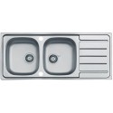 Evier à encastrer en inox 18/10, 2 cuves, bonde panier diamètre 9 cm, vidage automatique réf. EEBM116A04