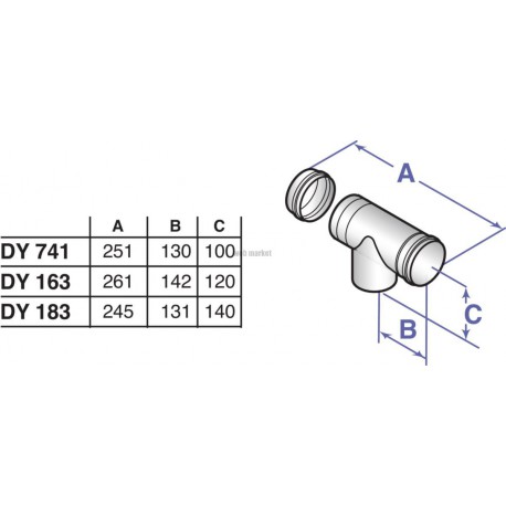 Té de visite PPS avec couvercle d inspection diamètre 80 mm DY163 réf. 84887563