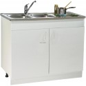 Sous-évier SIM'CLIP sur pieds réglables NF. avec plinthe clipsable. mélaminé blanc. 2 Portes réf. S11N12090