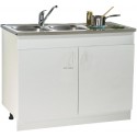 Sous-évier SIM CLIP sur pieds réglables NF. avec plinthe clipsable. mélaminé blanc. 2 Portes réf. S11N12100