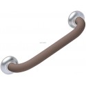 Barre d appui droite SOFT 30cm, tube en aluminium D30mm, cache-fixations chrome satin, embases résine de synthèse, époxy taup